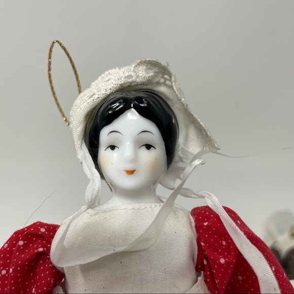 VINTAGE Set of Four Porcelain Ornament 8" Dolls - Picture 2 of 11